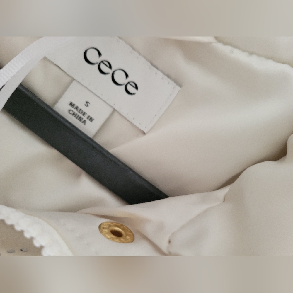 CeCe Ivory Rhinestone Puffer Jacket Size Small - Picture 9 of 15